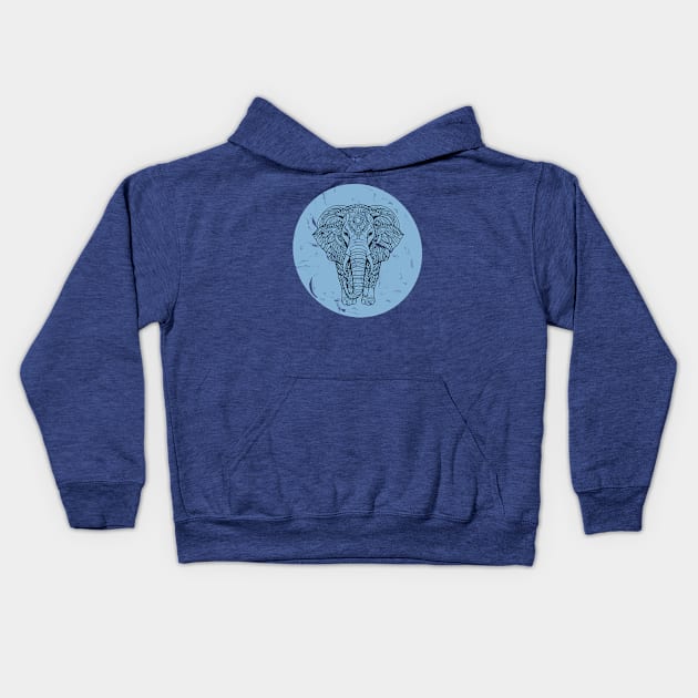 Blue Marble Zen Elephant Kids Hoodie by LiaIsabellaArt